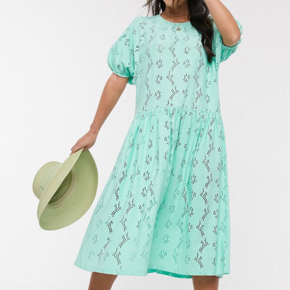 ASOS DESIGN lace smock midi dress - mint green